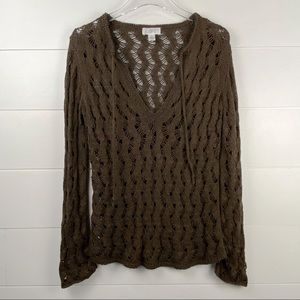 Loft open knit V-neck sweater medium